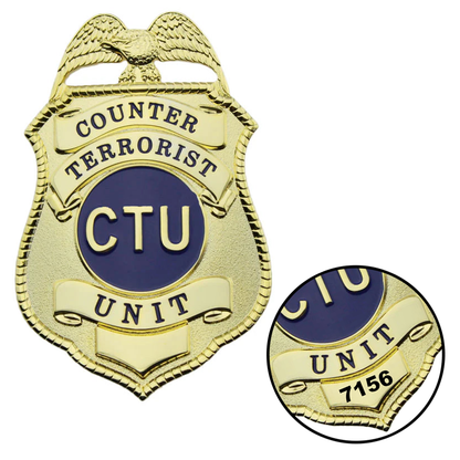 US Counter Terrorist Unit CTU Badge Replica Movie Props Customizable Number