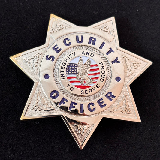 Intégrité et fierté de servir Réplique de badge d'agent de sécurité Accessoires de film Numéro personnalisable