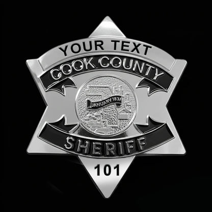 CCSO Condado de Cook Sheriff Estrella Insignia Dorada Número Personalizable Atrezzo de Película