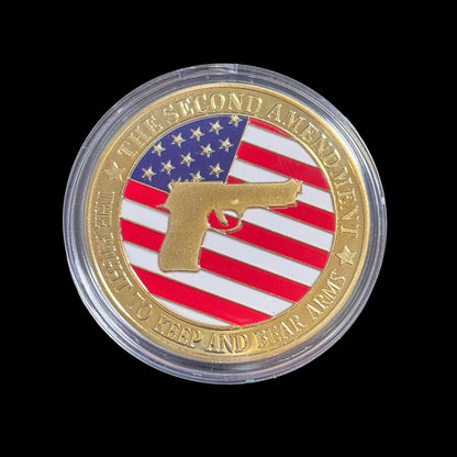 Der zweite Zusatzartikel zur Verfassung: Das Recht, Waffen zu besitzen und zu tragen. Challenge Coin