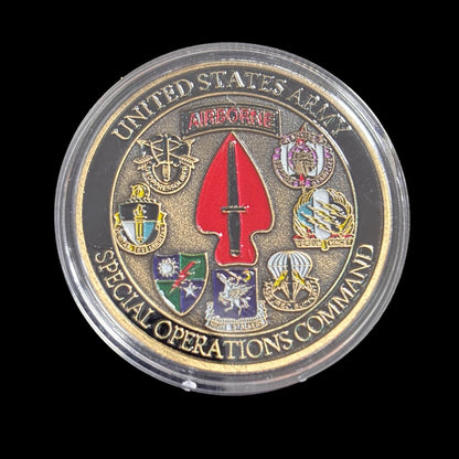 Herausforderungsmünze des Special Operations Command der US-Armee