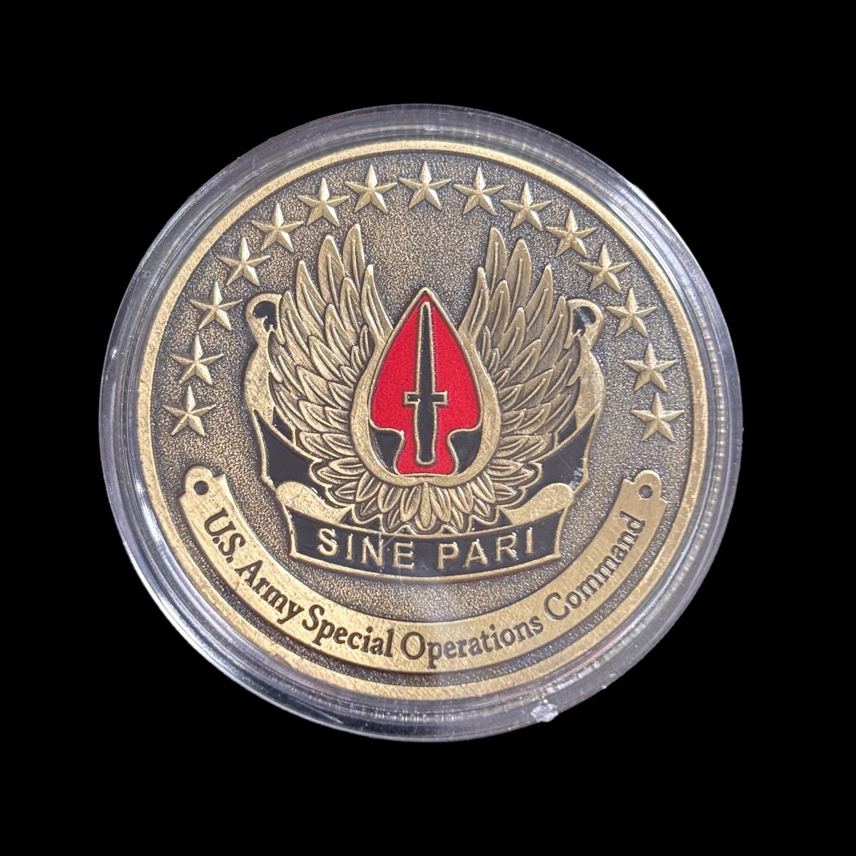 Herausforderungsmünze des Special Operations Command der US-Armee
