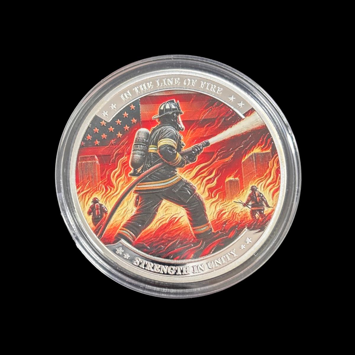 IN DER LINIE DER FEUERSTÄRKE IN DER EINHEIT FEUERWEHRMANN Challenge Coin