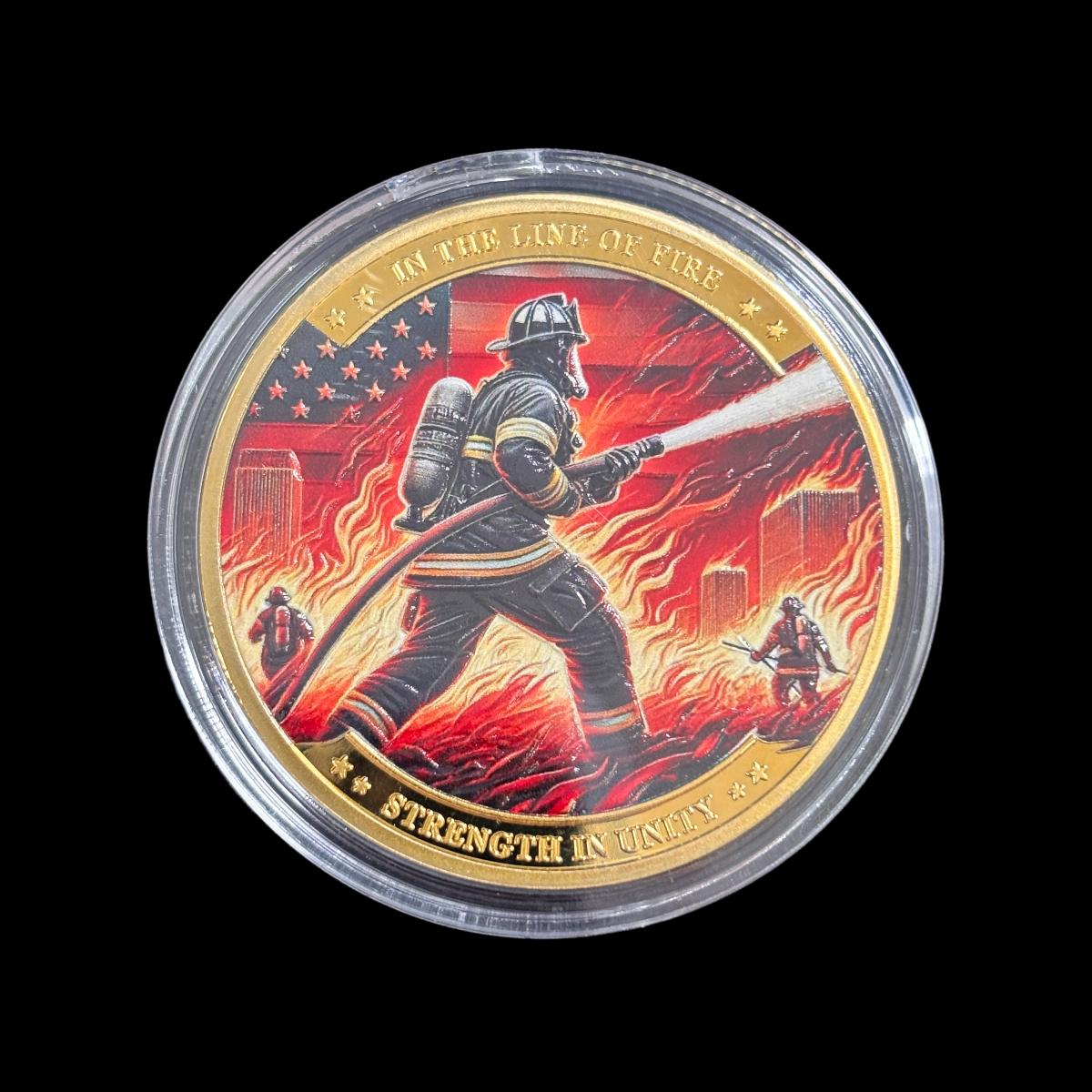 IN DER LINIE DER FEUERSTÄRKE IN DER EINHEIT FEUERWEHRMANN Challenge Coin