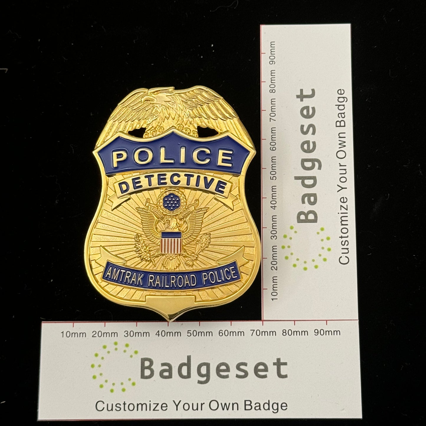 Réplica de la placa de detective de la policía ferroviaria de APD, utilería de película