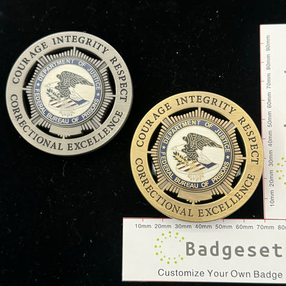 司法省連邦刑務局バッジ カスタマイズ可能な番号