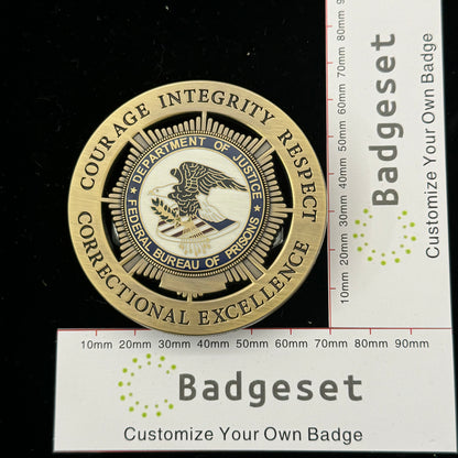 司法省連邦刑務局バッジ カスタマイズ可能な番号