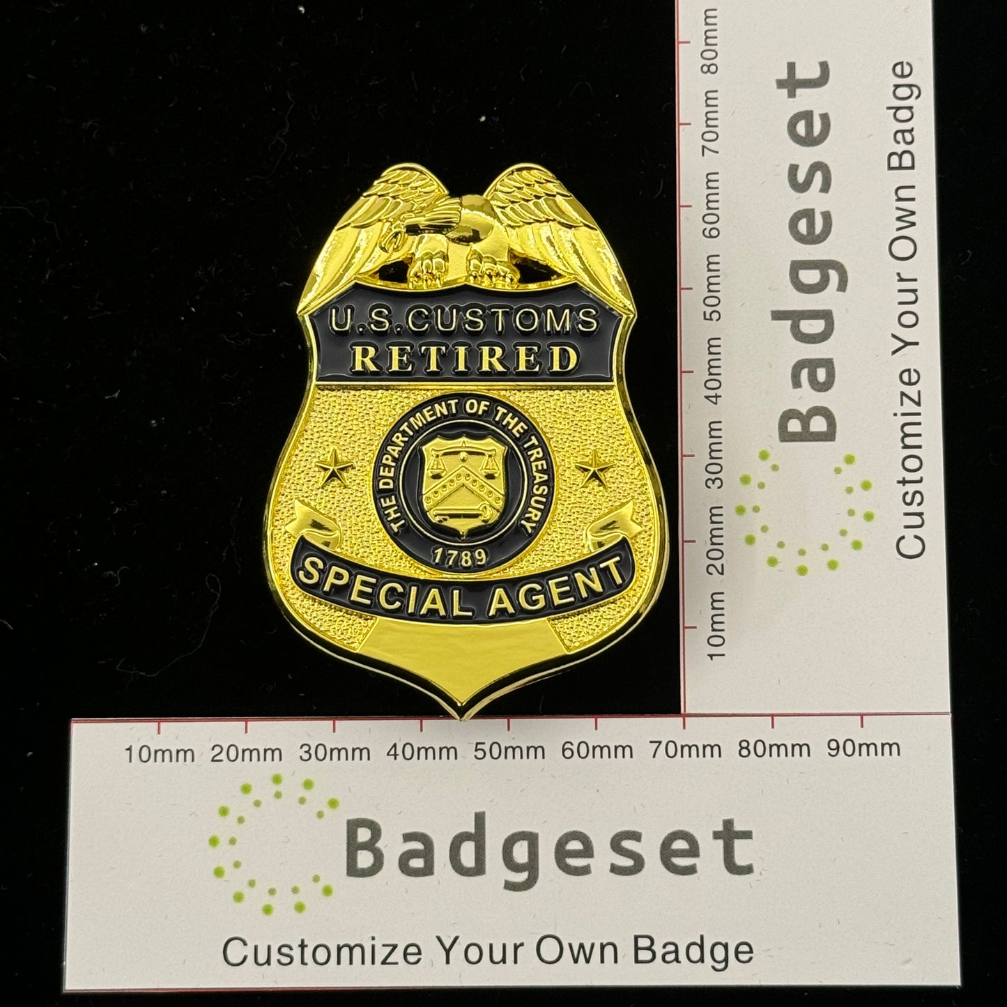 U.S.CUSTOMS RETIRED SPECIAL AGENT Customizable Number Movie prop badges
