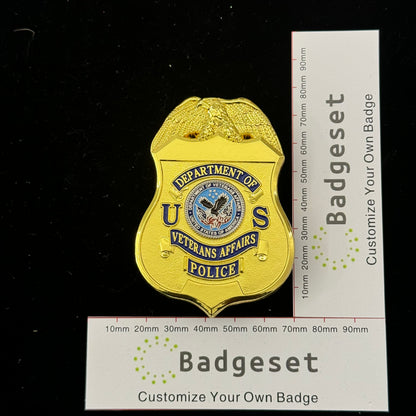 Réplica de placa policial del Departamento de Asuntos de Veteranos de EE. UU., accesorios de película personalizables