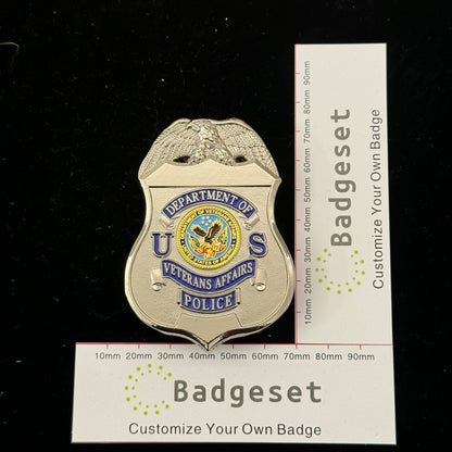 Réplica de placa policial del Departamento de Asuntos de Veteranos de EE. UU., accesorios de película personalizables