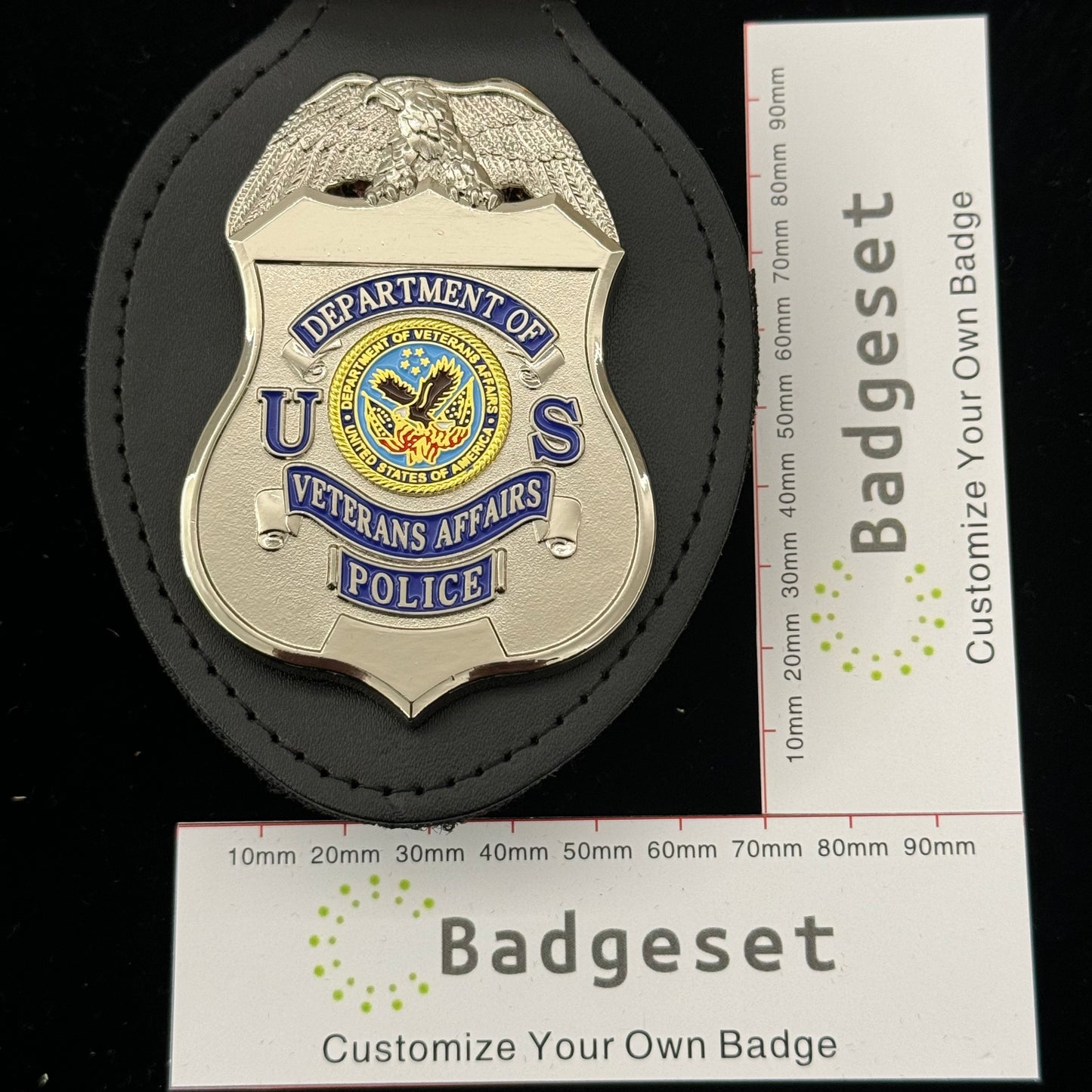 Réplica de placa policial del Departamento de Asuntos de Veteranos de EE. UU., accesorios de película personalizables