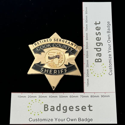 CCSO Condado de Cook Sheriff Estrella Insignia Dorada Número Personalizable Atrezzo de Película