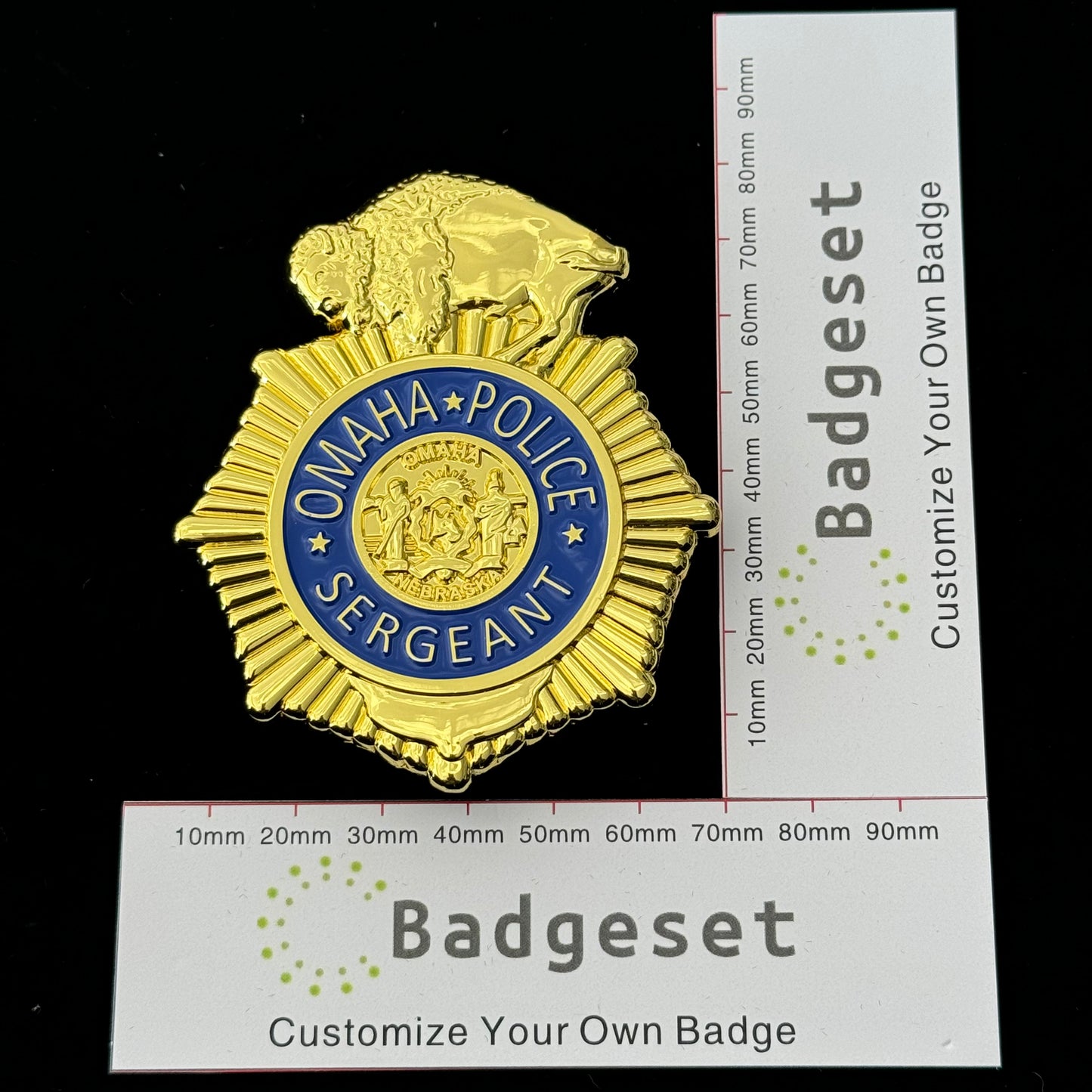 Insignia de sargento de policía de Omaha con número personalizable