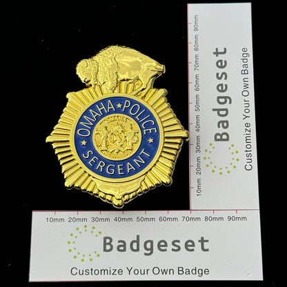 Insignia de sargento de policía de Omaha con número personalizable