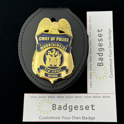 Insignia de Jefe de Policía Retirado de la Montaña de Nueva Jersey, Réplica de Utilería de Película, Personalizable