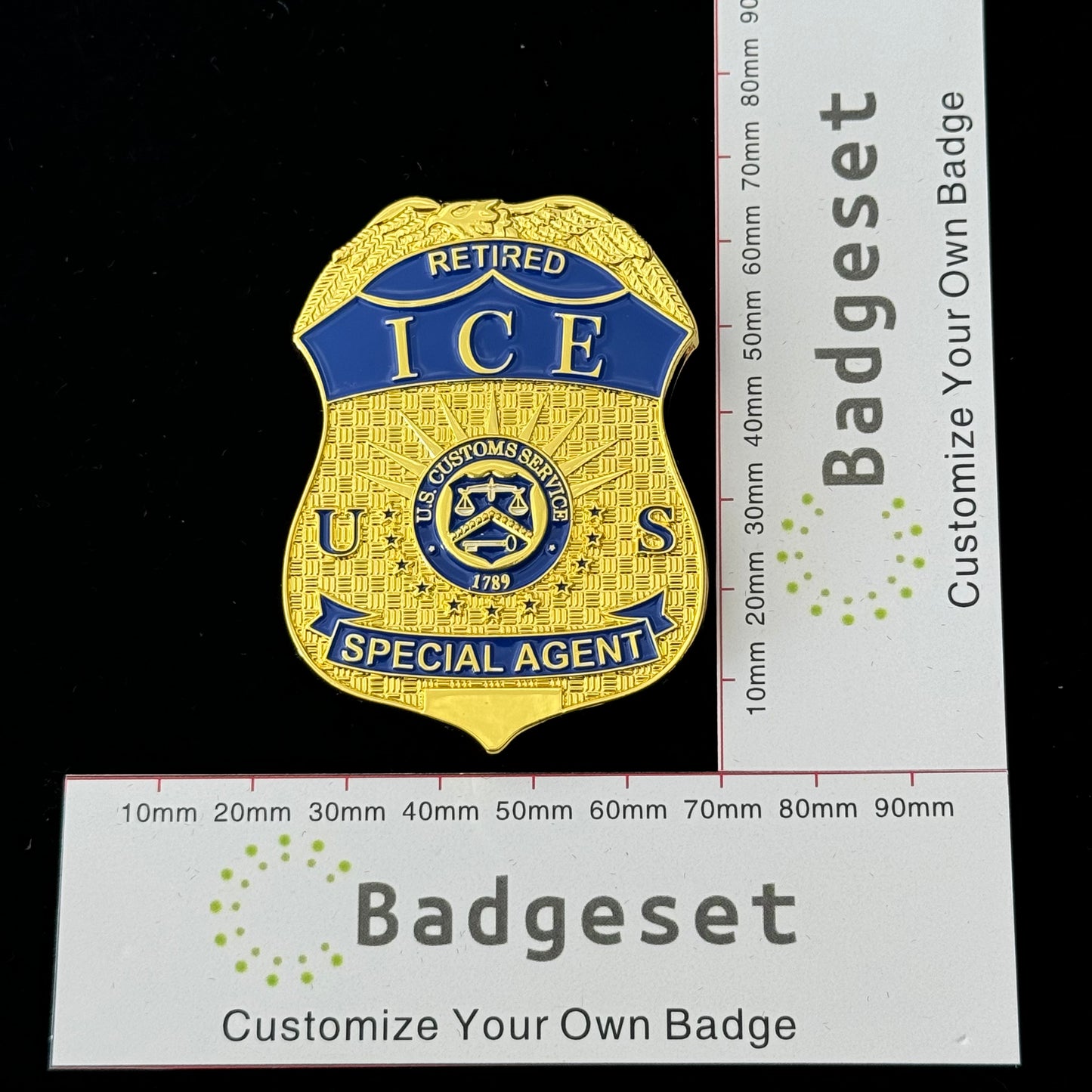 ICE RETIRED SPECIAL AGENT Customizable Number Movie prop badge