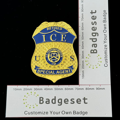 ICE RETIRED SPECIAL AGENT Customizable Number Movie prop badge