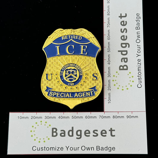 ICE RETIRED SPECIAL AGENT Customizable Number Movie prop badge