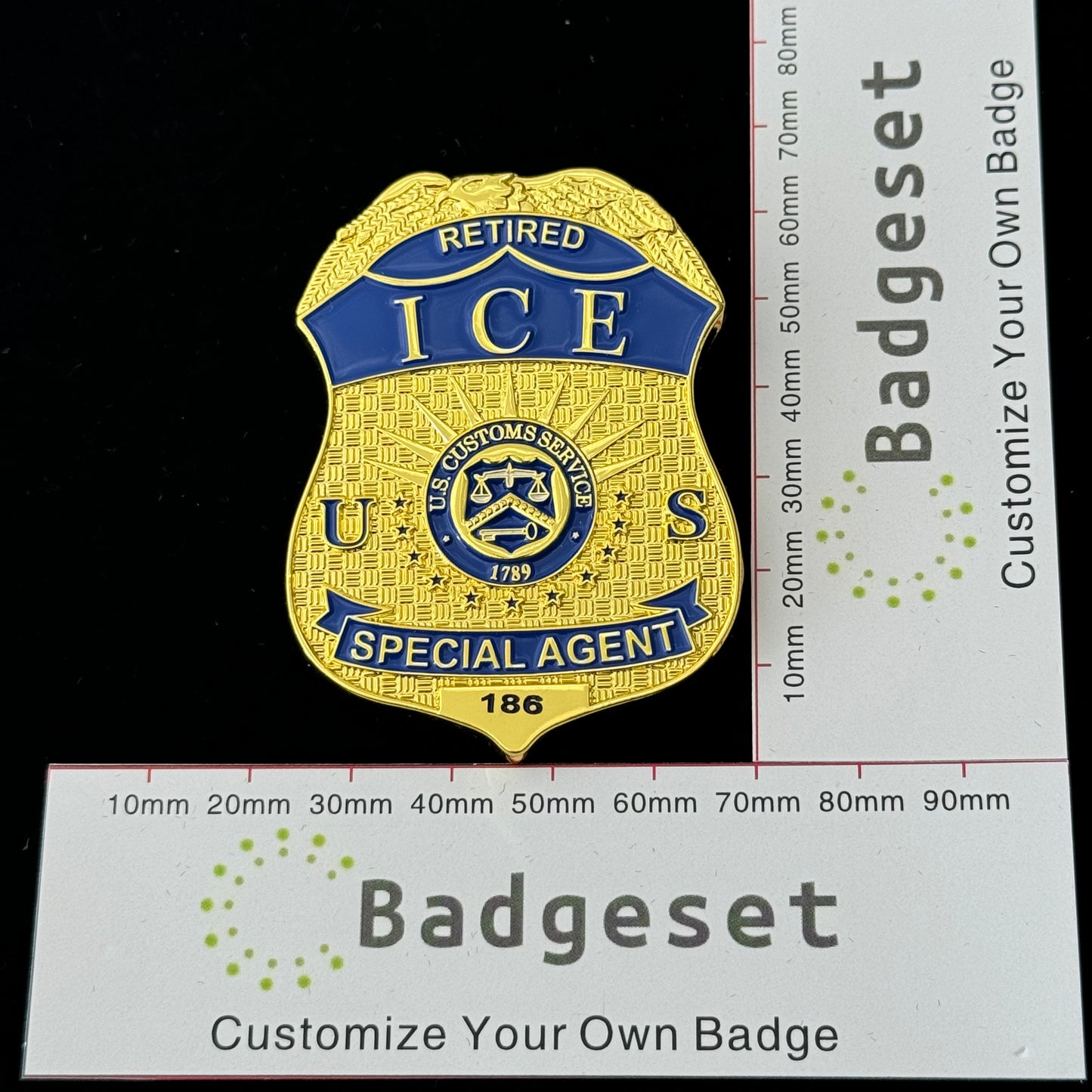 ICE RETIRED SPECIAL AGENT Customizable Number Movie prop badge