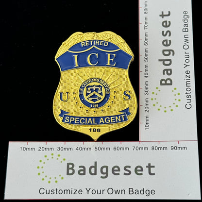 ICE RETIRED SPECIAL AGENT Customizable Number Movie prop badge