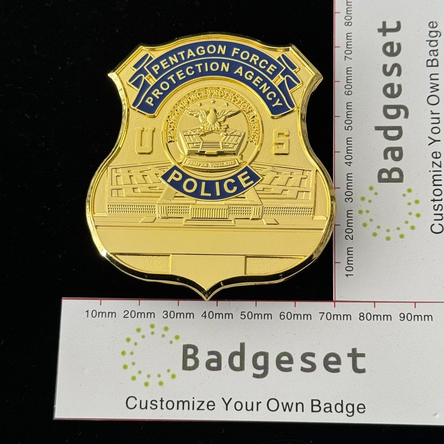 Insignia de policía de la Agencia de Protección de la Fuerza del Pentágono de EE. UU., réplica de utilería de película, personalizable