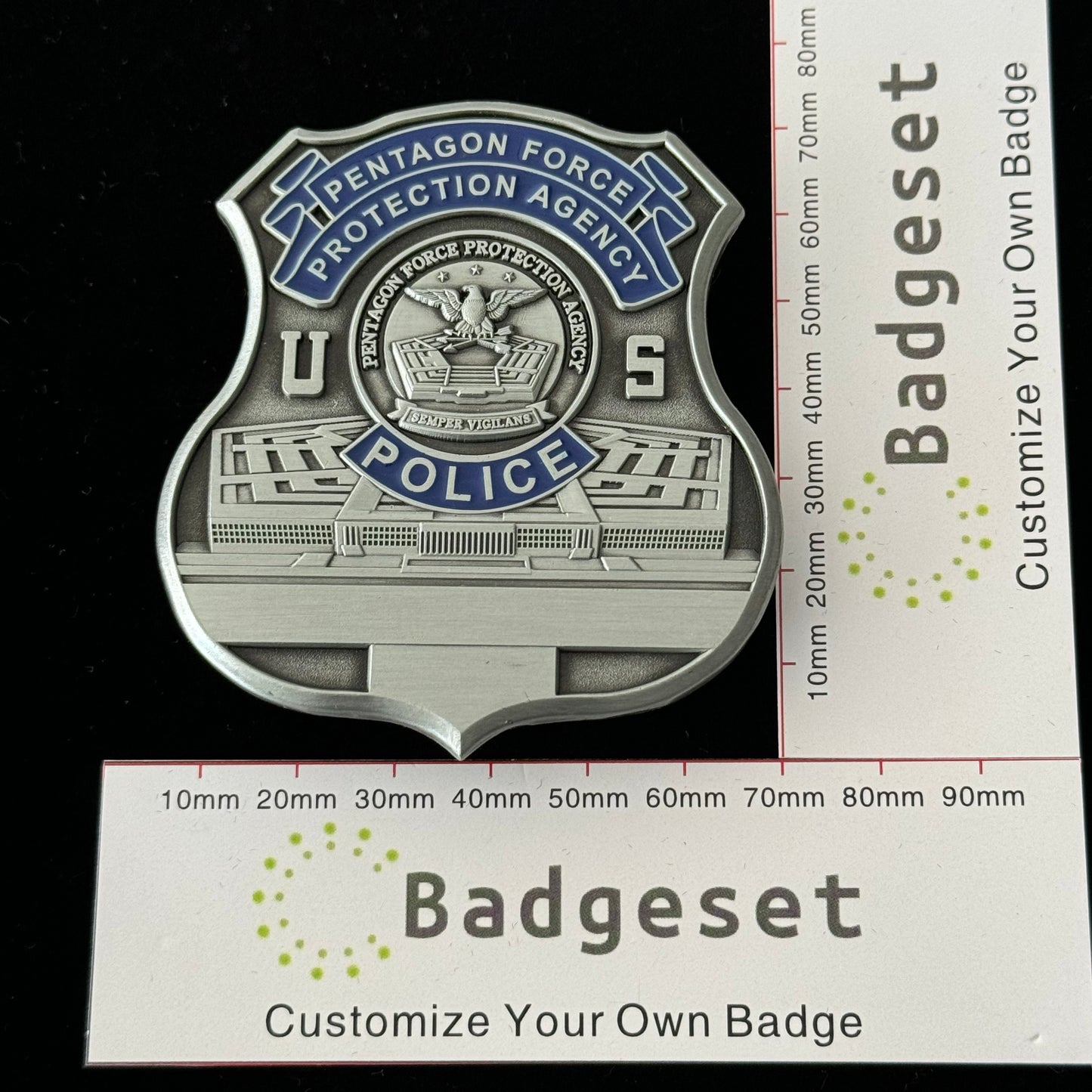 Insignia de policía de la Agencia de Protección de la Fuerza del Pentágono de EE. UU., réplica de utilería de película, personalizable
