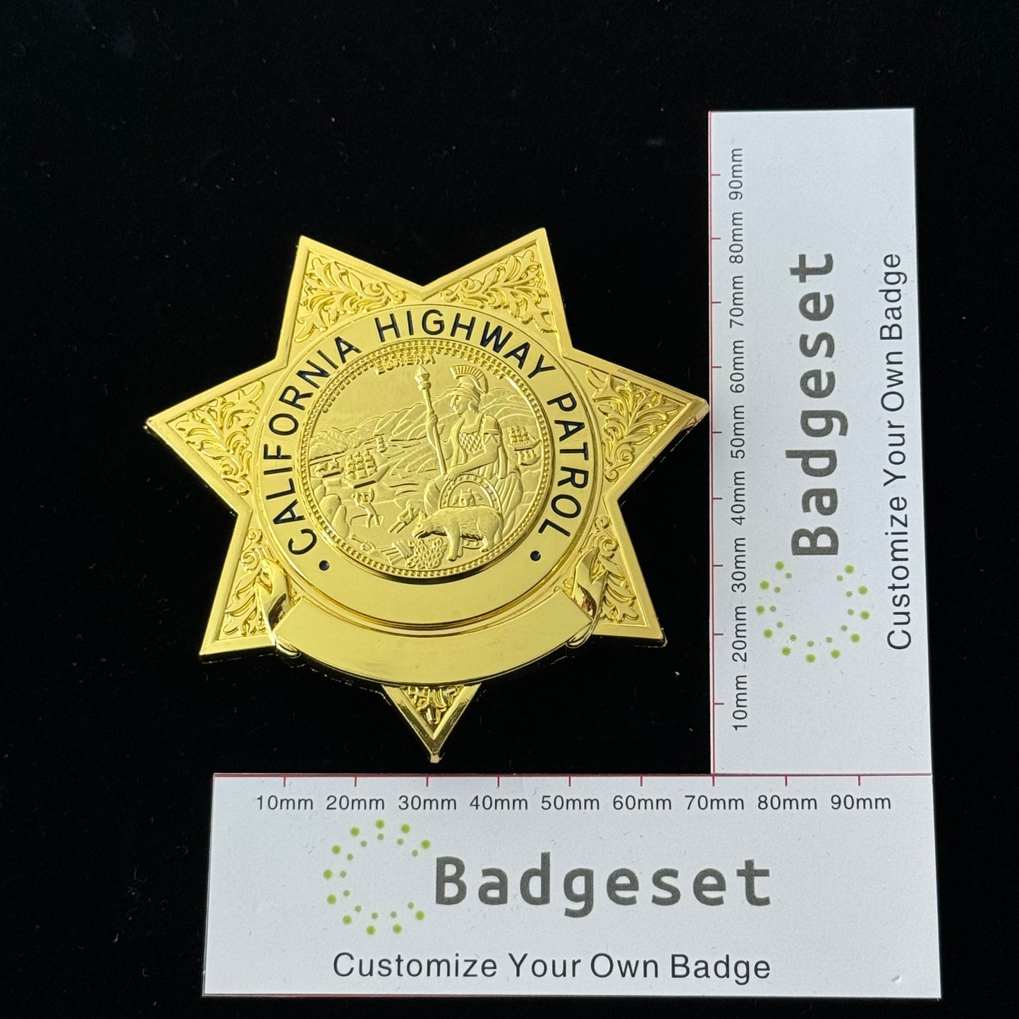 US CHP California Highway Patrol Badge Replica Movie Props Customizable Number & Name