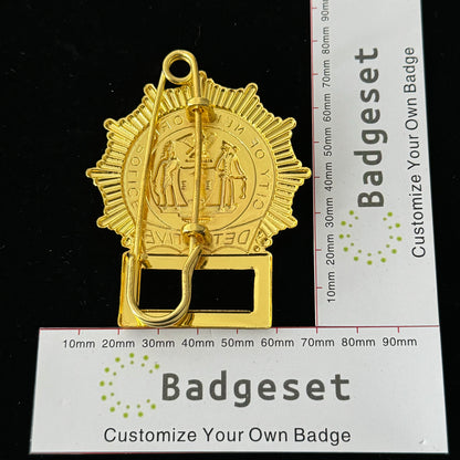 NYPD New York Police Detective Badge Replica Movie Props Customizable Number