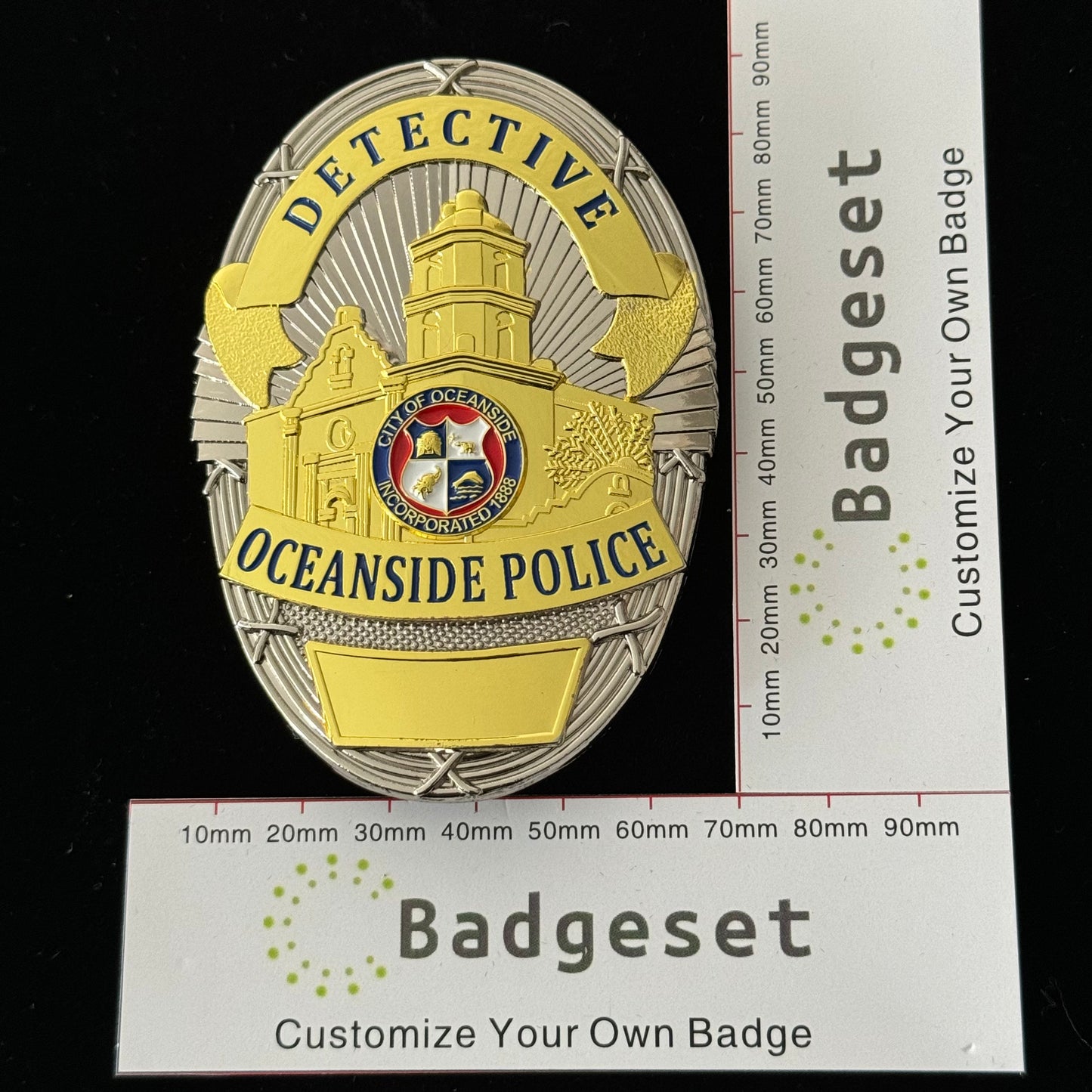 Insignia de detective de la policía de Oceanside de EE. UU. con número personalizable