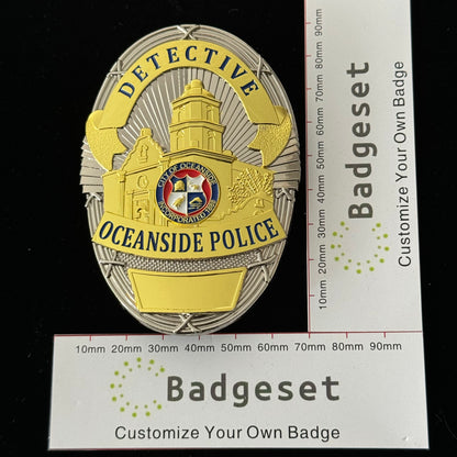 Insignia de detective de la policía de Oceanside de EE. UU. con número personalizable