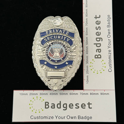 SEGURIDAD PRIVADA Placa de tres estrellas Atrezzo de cine Personalizar número