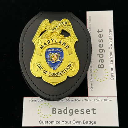 Insignia de utilería de película, réplica de la insignia de oficial de la División de Correcciones de Maryland, EE. UU., personalizable.
