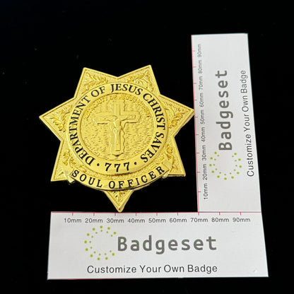 DEPT. OF JESUS CHRIST SAVES 777 SOUL OFFICER BADGE Customizable Replica Movie Props