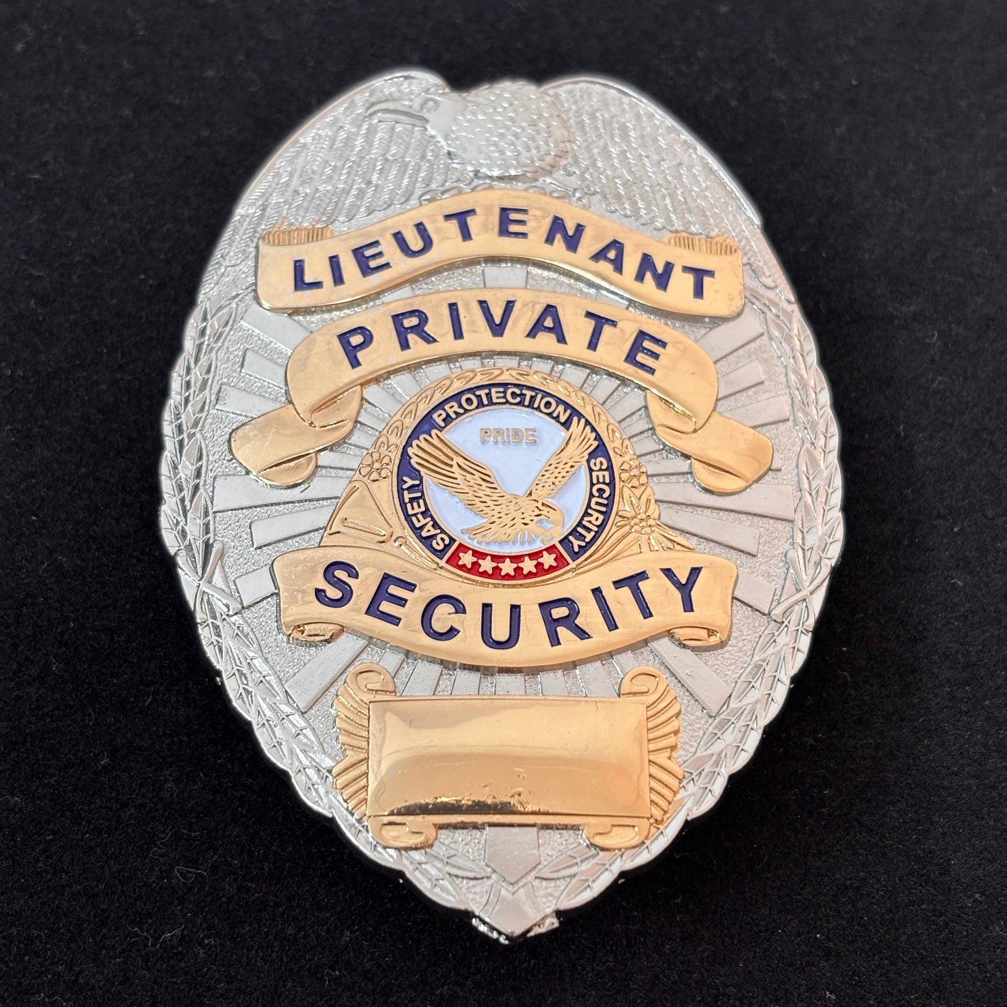 Sicherheitsschutz Sicherheitsstolz LIEUTENANT PRIVATE SECURITY Abzeichen Replik Filmrequisiten Anpassbare Nummer