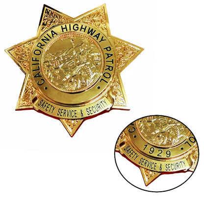 US CHP SAFETY SERVICE &amp; SECURITY California Highway Patrol Badge Replik, Filmrequisiten, anpassbare Nummer
