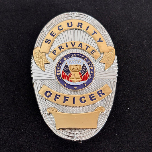 Réplique de badge d'agent de sécurité privé Liberty &amp; Justice For All, accessoires de film, numéro personnalisable