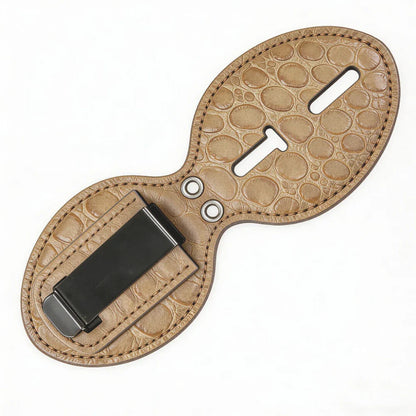 Porta Placa de Policía Ovalado de Cuero Genuino Personalizado - Estuche SP002 con Clip para Cinturón y Cadena para Cuello