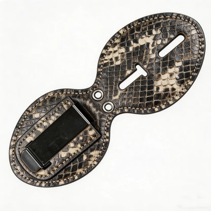 Portaplacas Ovalado de Piel Genuina Personalizado para Policía - Estuche S004 con Clip para Cinturón y Cadena para el Cuello