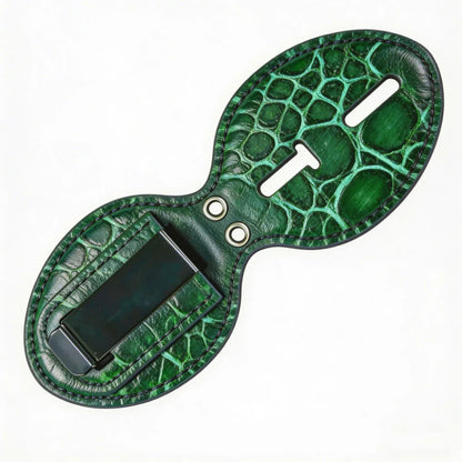 Tarjetero ovalado de cuero genuino personalizado para placa de policía - Estuche SP001 con clip para cinturón y cadena para el cuello