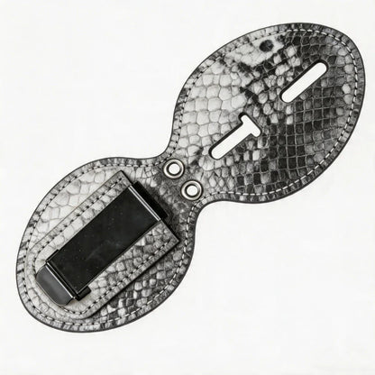 Tarjetero ovalado de cuero genuino personalizado para placa de policía - Funda P010 con clip para cinturón y cadena para el cuello