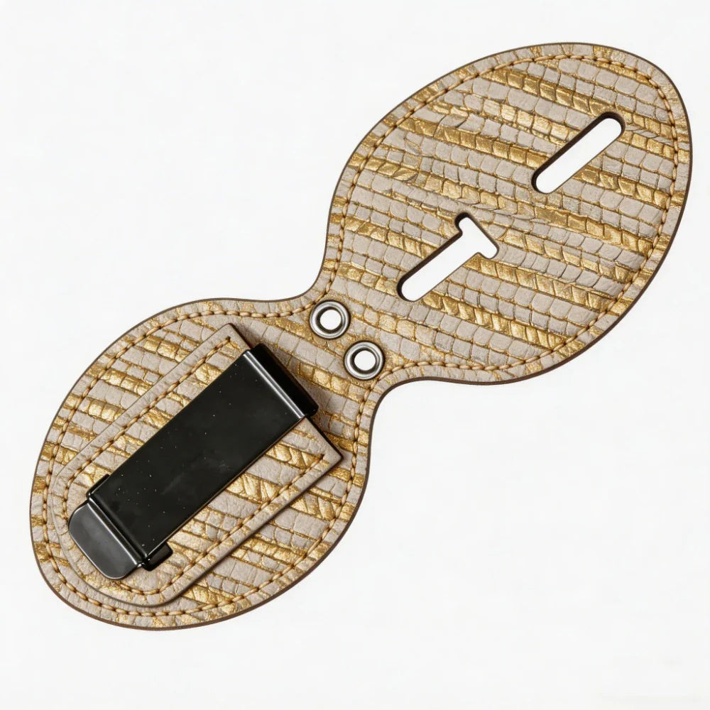 Porta Credencial de Policía Ovalado de Cuero Genuino Personalizado - Estuche L001 con Clip para Cinturón y Cadena para Cuello