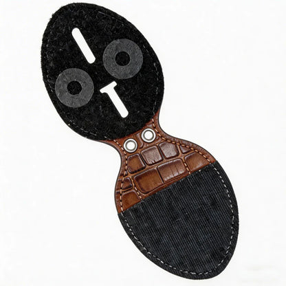 Funda ovalada de cuero genuino personalizada para placa de policía - Estuche C003 con clip para cinturón y cadena para el cuello