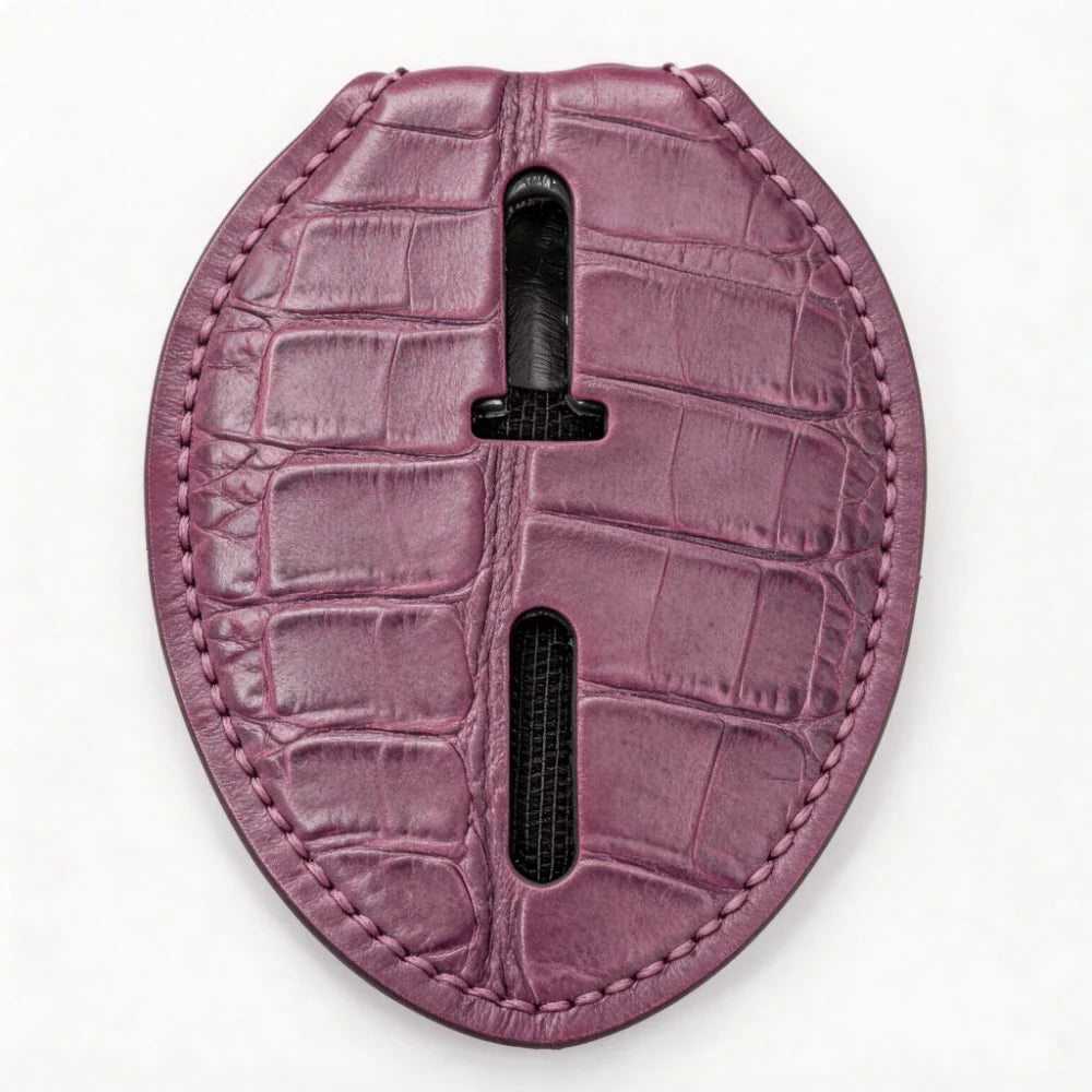 Porta Placa de Policía Ovalado de Cuero Genuino Personalizado - Funda C004 con Clip para Cinturón y Cadena para el Cuello