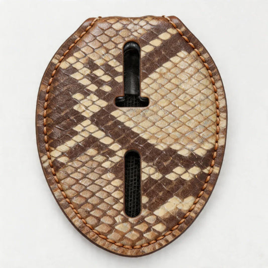Personalized Genuine Leather Oval Police Badge Holder - P008 Case with Belt Clip & Neck Chain