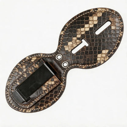 Tarjetero ovalado personalizado de cuero genuino para placa de policía - Estuche P005 con clip para cinturón y cadena para el cuello