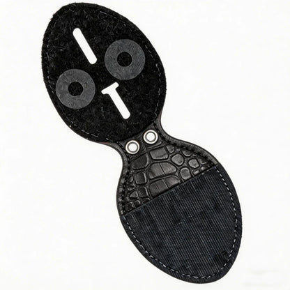 Tarjetero ovalado de cuero auténtico personalizado para insignia policial - Estuche C001 con clip para cinturón y cadena para el cuello