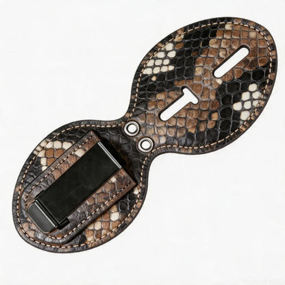 Soporte ovalado de cuero genuino personalizado para placa de policía - Estuche P007 con clip para cinturón y cadena para el cuello