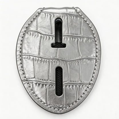 Tarjetero ovalado de cuero genuino personalizado para placa de policía - Estuche B006 con clip para cinturón y cadena para el cuello