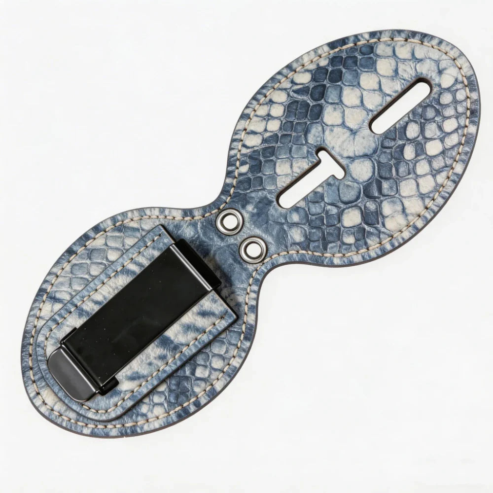 Tarjetero ovalado personalizado de cuero auténtico para placa de policía - Estuche P003 con clip para cinturón y cadena para el cuello