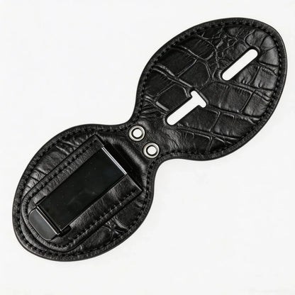Tarjetero ovalado de cuero auténtico personalizado para insignia policial - Estuche C001 con clip para cinturón y cadena para el cuello